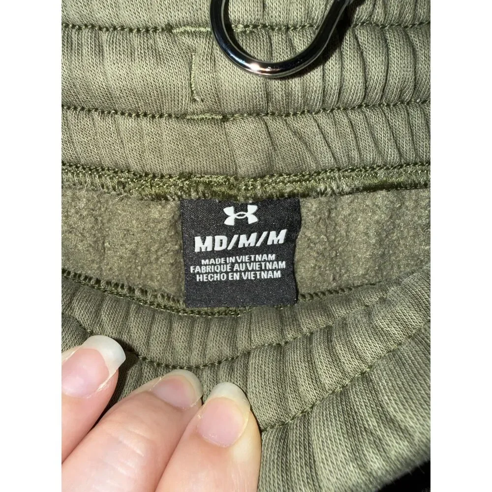 Under Armour Men's Fleece Jogger Sweatpants Medium Olive Green Cotton Blend